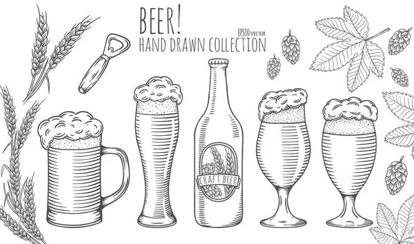 Ensemble d'objets de bière . — Image vectorielle