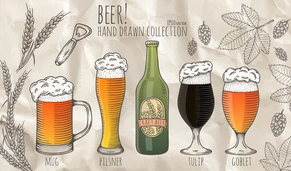 Ensemble d'objets de bière . — Image vectorielle