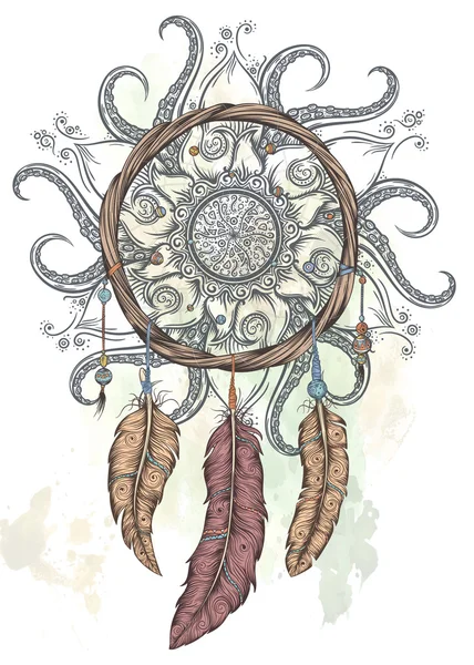 Dream catcher hand getrokken — Stockvector