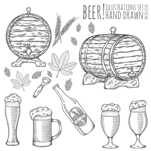 Conjunto de objetos de cerveza . — Vector de stock