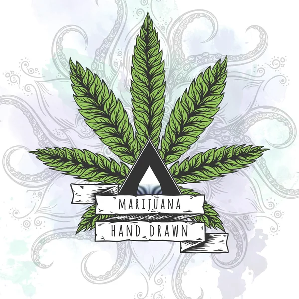 Marihuana-Blatt. handgezeichnete isolierte Illustrationen. — Stockvektor