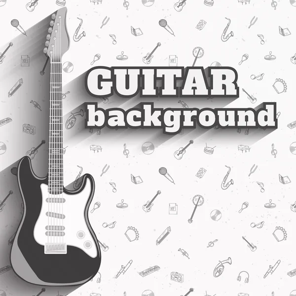 Guitarra de fundo. Conjunto de instrumentos musicais . —  Vetores de Stock