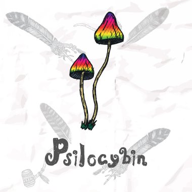 Psychedelics set. Hand drawn elements. clipart