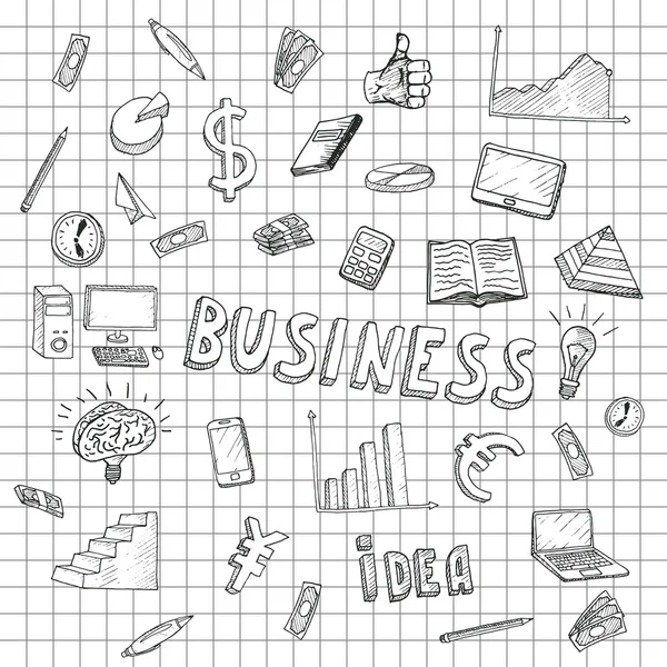 Business idee doodles icons set. — Stockvector