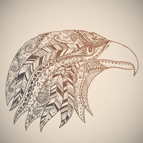 Eagle in oriental tribal ornament. — Stock Vector