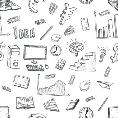 iş fikri simgeler kümesi doodles.