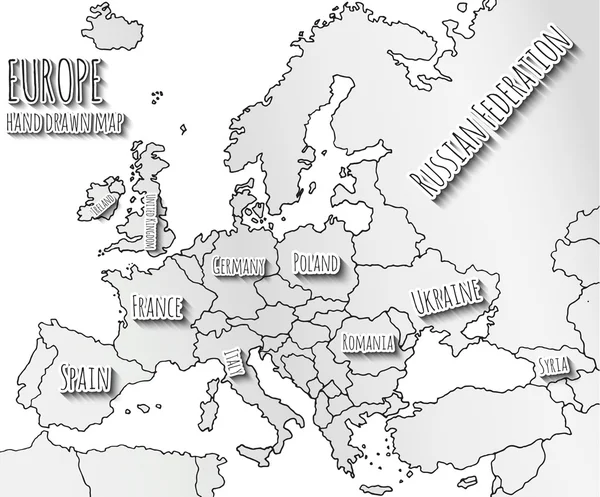 Europa mappa disegnata a mano . — Vettoriale Stock