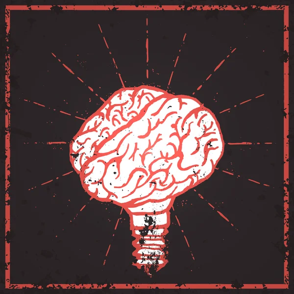 Lámpara cerebral. Idea tipografía dibujada a mano póster . — Vector de stock