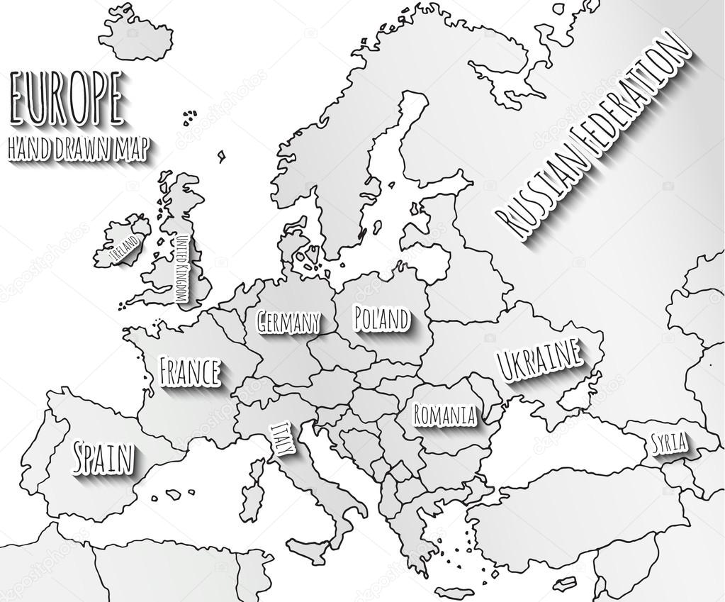 Europe hand drawn map.