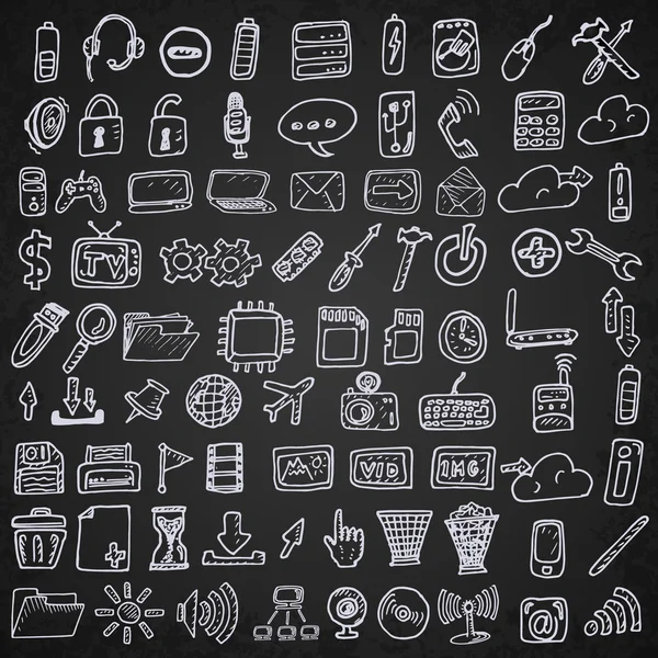 Hand getrokken computer iconen set.. — Stockvector