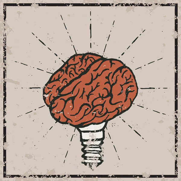 Lámpara cerebral. Idea tipografía dibujada a mano póster . — Archivo Imágenes Vectoriales