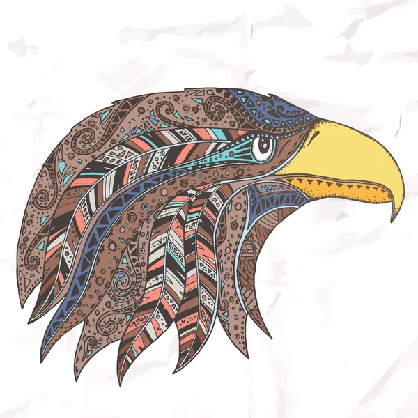 Adler mit gefiederter Stammeskopfbedeckung. — Stockvektor