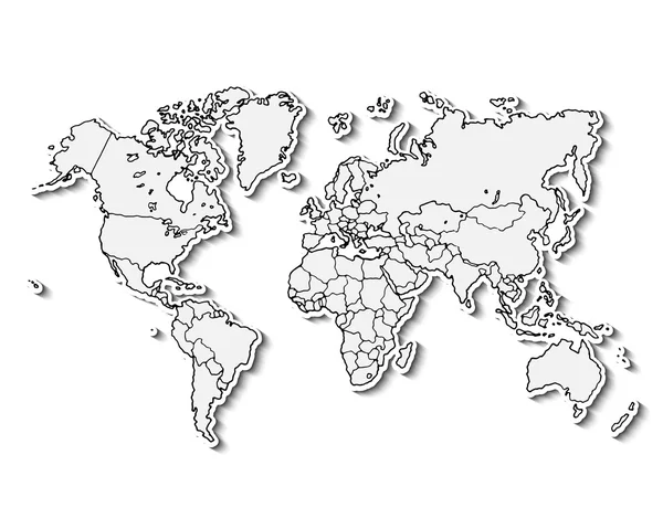 Carte du monde réaliste dessinée à la main . — Image vectorielle