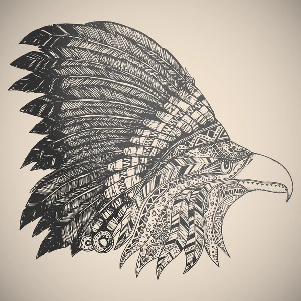 Águila en ornamento tribal oriental . — Archivo Imágenes Vectoriales