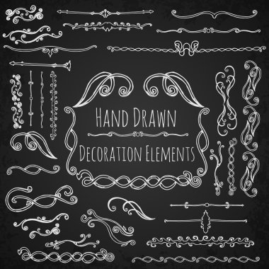 Elle çizilmiş dekorasyon öğeleri.