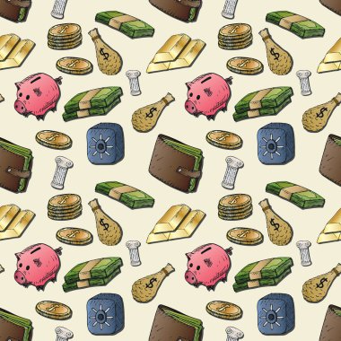 Para arka plan. İzole çizilmiş öğeleri.