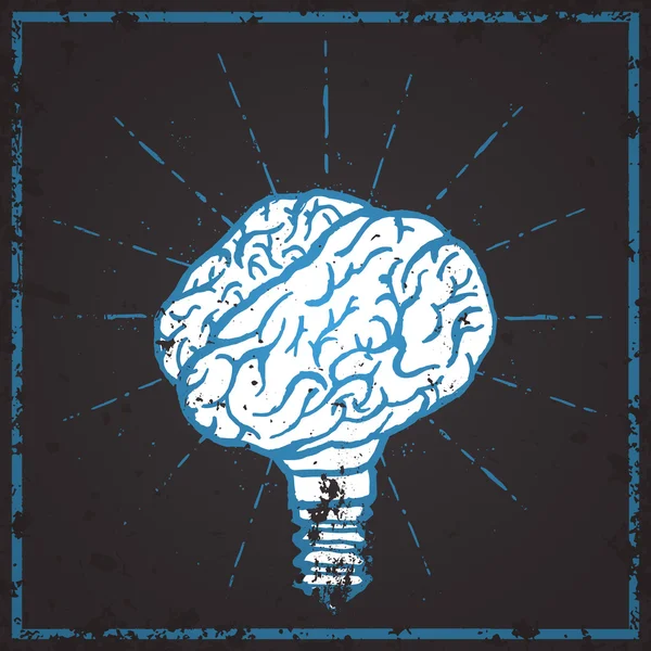 Brain lamp. Idee hand getrokken typografie poster. — Stockvector