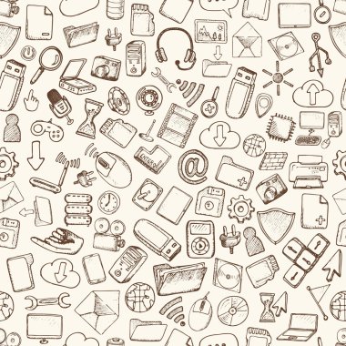 Elle çizilmiş bilgisayar Icons set.