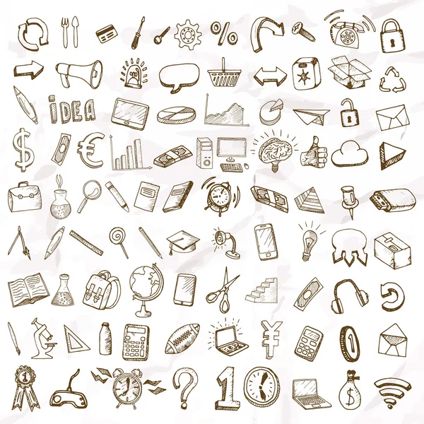 Ensemble d'icônes doodle . — Image vectorielle