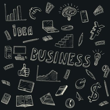 iş fikri simgeler kümesi doodles.