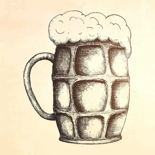 Tazza di birra disegnata a mano . — Vettoriale Stock