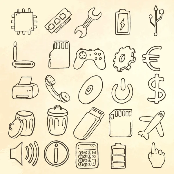 Conjunto de iconos dibujados a mano . — Vector de stock