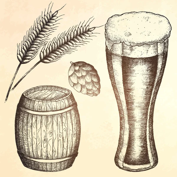 Handgezogener Bierkrug. — Stockvektor
