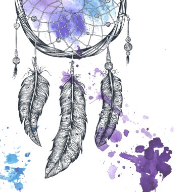 Rüya yakalayıcı. Elle çizilmiş.