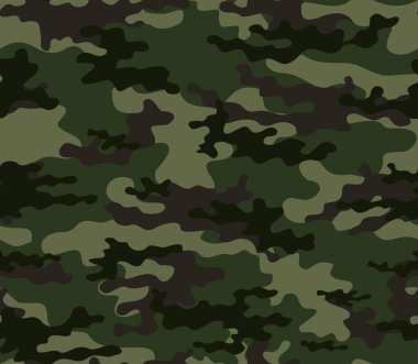 Kamuflaj yeşil vektörü pürüzsüz desen, askeri doku modern klasik orman deseni.
