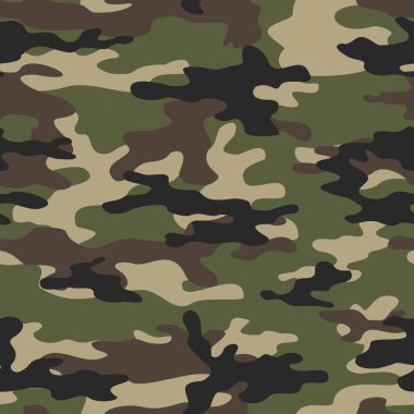 Kamuflaj yeşil vektörü pürüzsüz desen, askeri doku modern klasik orman deseni.