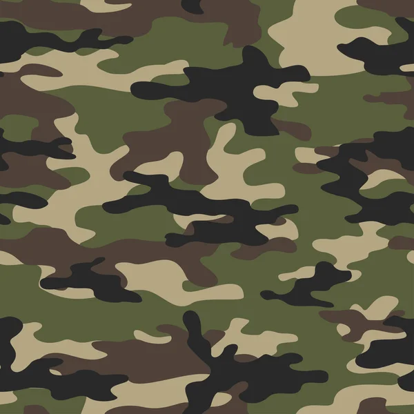 Kamouflage Grön Vektor Sömlöst Mönster Militär Konsistens Modern Klassisk Skog — Stock vektor