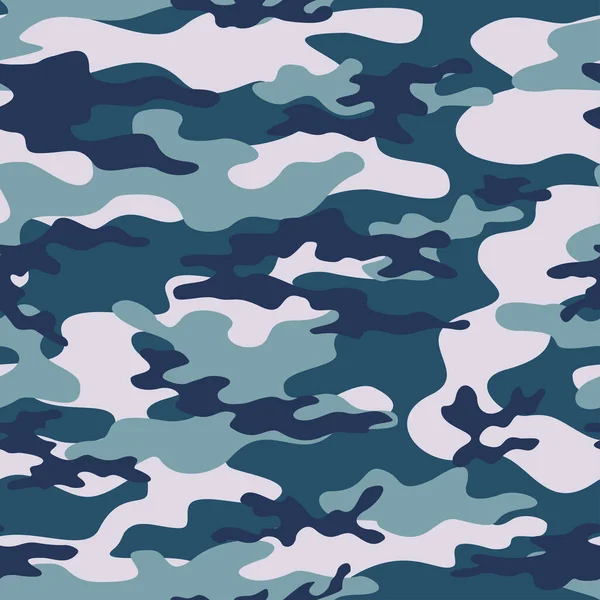 Vector Camuflaje Azul Fondo Militar Sin Costuras Textura Del Ejército — Vector de stock