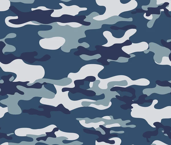 Kamouflage Blå Vektor Klassiskt Sömlöst Mönster Militär Textur För Utskrift — Stock vektor