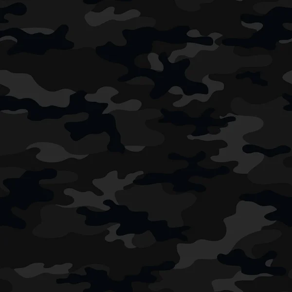 Fondo Sin Costuras Camuflaje Negro Patrón Vectorial Impresión Clásica — Vector de stock