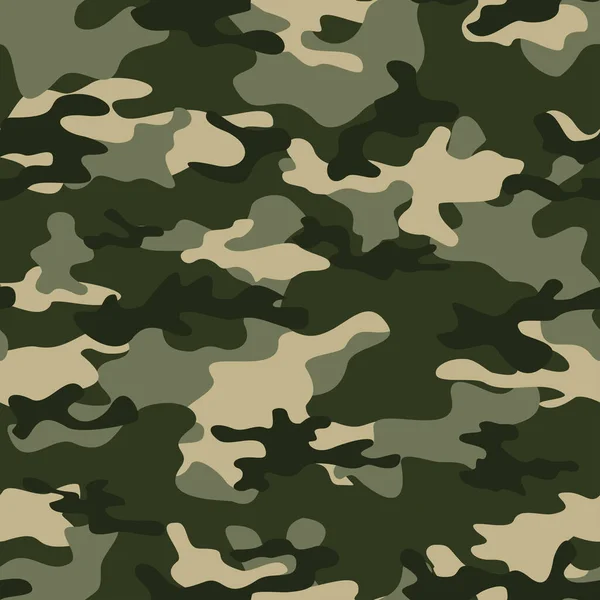 Camouflage Groene Vector Naadloos Patroon Militaire Textuur Moderne Klassieke Bos — Stockvector