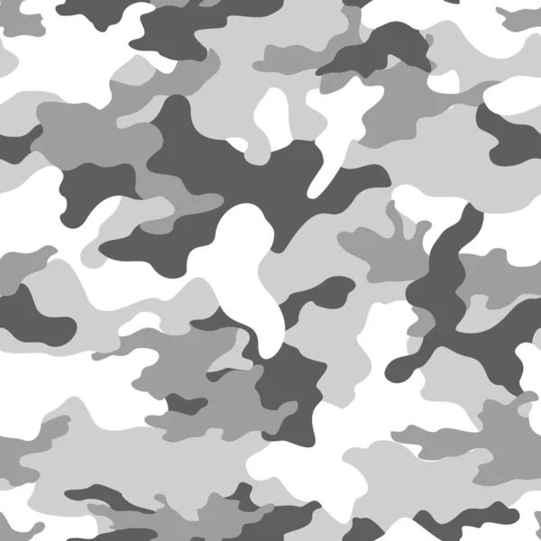 灰色のカモフラージュシームレスベクトル背景 生地を印刷するためのファッショナブルな現代的なパターン — ストックベクタ