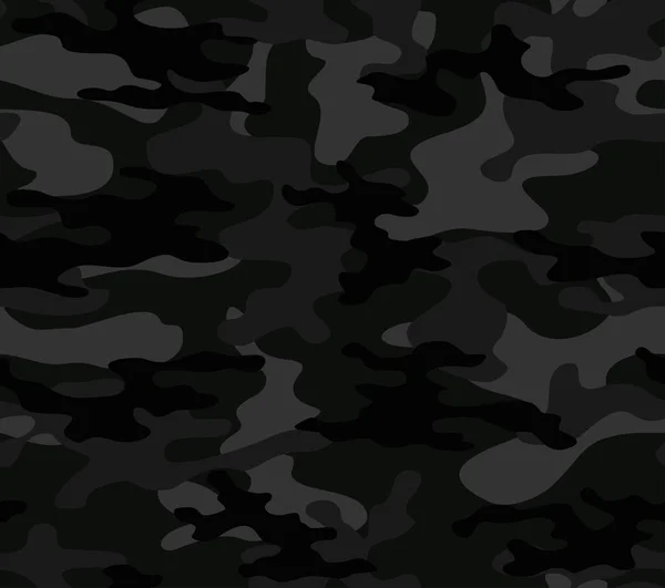 Fondo Sin Costuras Camuflaje Negro Patrón Vectorial Impresión Clásica — Vector de stock