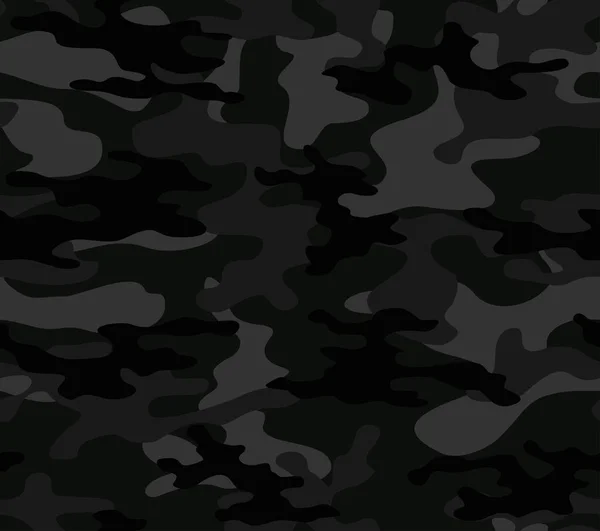 Fondo Sin Costuras Camuflaje Negro Patrón Vectorial Impresión Clásica — Archivo Imágenes Vectoriales