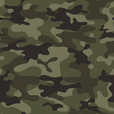 Kamuflaj yeşil vektörü pürüzsüz desen, askeri doku modern klasik orman deseni.
