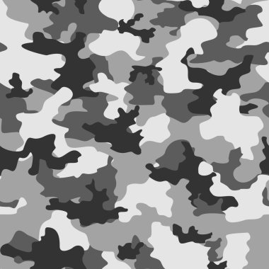 Gri kamuflaj kusursuz vektör arka planı. Giysi ve kumaş basmak için modern bir model..