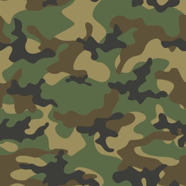 Kamuflaj yeşil vektör arka planı, ordunun kusursuz deseni. Orman baskısı.