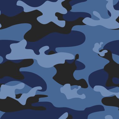 Mavi kamuflaj deseni, modaya uygun vektör dokusu. Kılık değiştir.