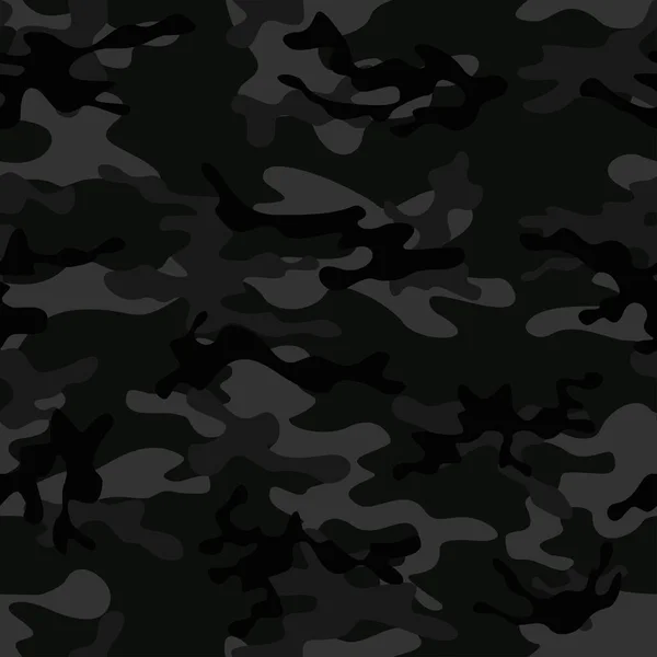 Black Camouflage Seamless Background Vector Pattern Classic Print — Stock Vector