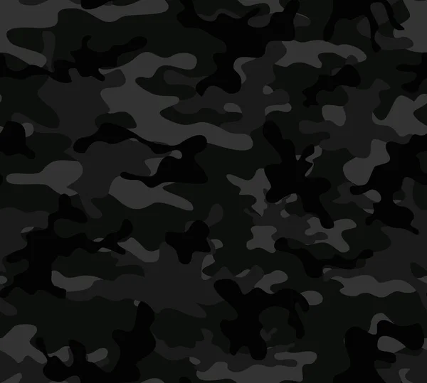 黒いカモフラージュシームレスな背景 ベクトルパターン 古典的なプリント — ストックベクタ