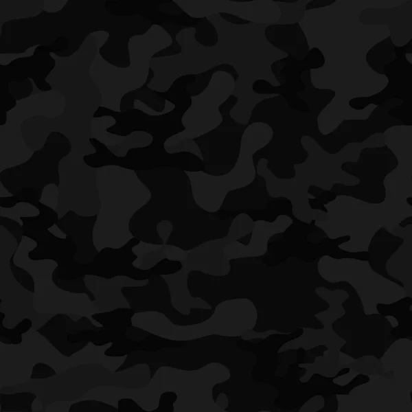 Fondo Sin Costuras Camuflaje Negro Patrón Vectorial Impresión Clásica — Vector de stock