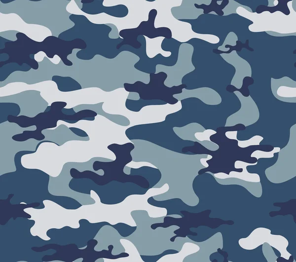 Blå Vektor Kamouflage Sömlös Bakgrund Trendigt Mönster Klassisk Design — Stock vektor