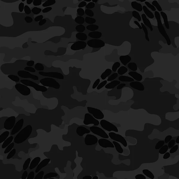 Fondo Vector Sin Costura Camuflaje Negro Patrón Noche Elegante — Vector de stock