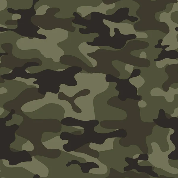 カモフラージュグリーンベクトルシームレスパターン 軍事テクスチャ現代古典的な森林パターン — ストックベクタ