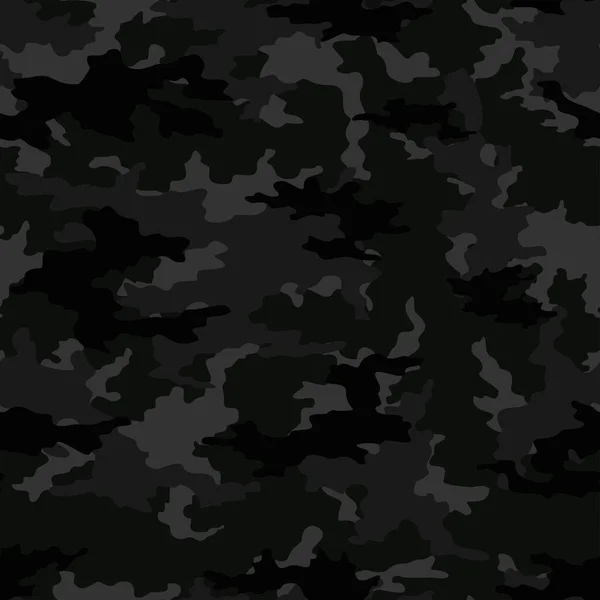 Svart Kamouflage Sömlös Vektor Natt Bakgrund Modernt Tryck Illustration — Stock vektor