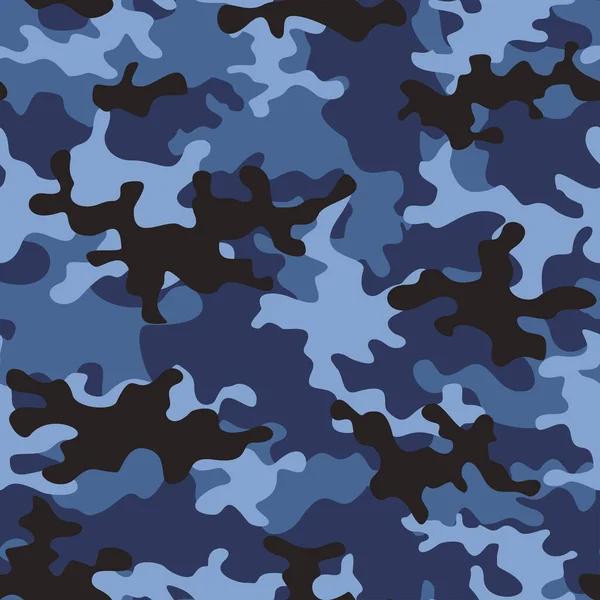 Camuflaje Vector Fondo Sin Costura Azul Patrón Clásico — Vector de stock